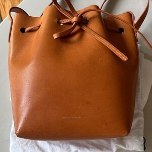 Mansur Gavriel Cognac Leather Drawstring Bucket Bag